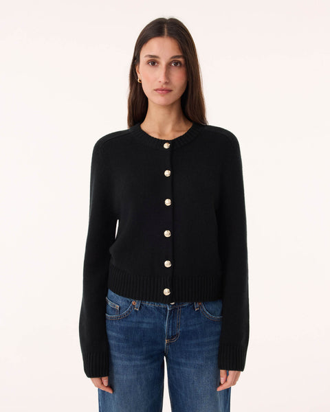 Cardigan Caroline Cardi Bijou noir dore - Image principale