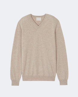 Pull en cachemire beige pour homme - Kujten packshot