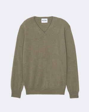 Pull en cachemire kaki pour homme - Kujten packshot