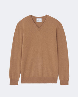 Pull en cachemire camel pour homme - Kujten packshot