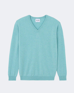 Pull en cachemire bleu pour homme - Kujten packshot