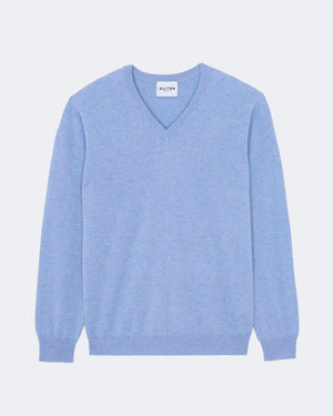 Pull en cachemire bleu pour homme - Kujten packshot