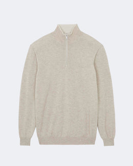 Pull en cachemire blanc et beige pour homme - Kujten packshot
