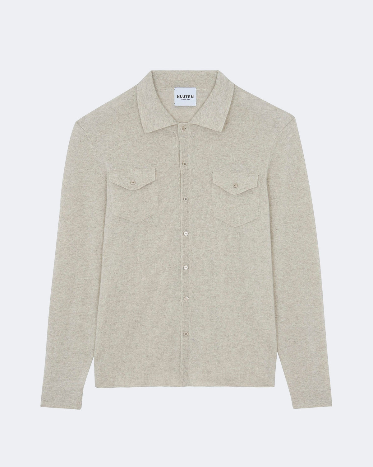 Chemise en cachemire blanc et beige pour homme - Kujten packshot