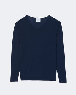 Pull en cachemire & soie bleu pour homme - Kujten packshot
