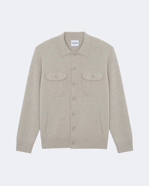 Surchemise en cachemire blanc et beige pour homme - Kujten packshot