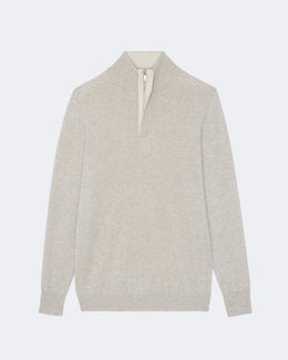 Pull en cachemire blanc et beige pour homme - Kujten packshot