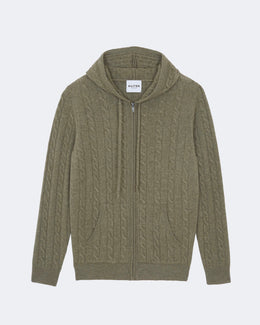 Gilet steph tricotage torsadé kaki - Kujten packshot