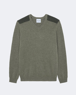 Pull en cachemire kaki pour homme - Kujten packshot