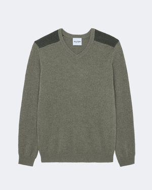 Pull en cachemire kaki pour homme - Kujten packshot