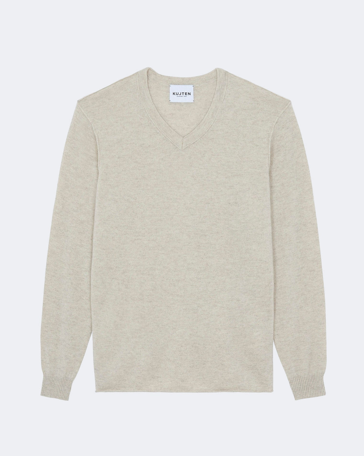 Pull en cachemire blanc et beige pour homme - Kujten packshot