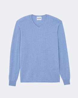 Pull en cachemire bleu pour homme - Kujten packshot