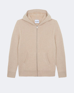 Hoodie en cachemire beige pour homme - Kujten packshot