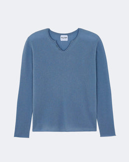 Pull en cachemire bleu pour homme - Kujten packshot