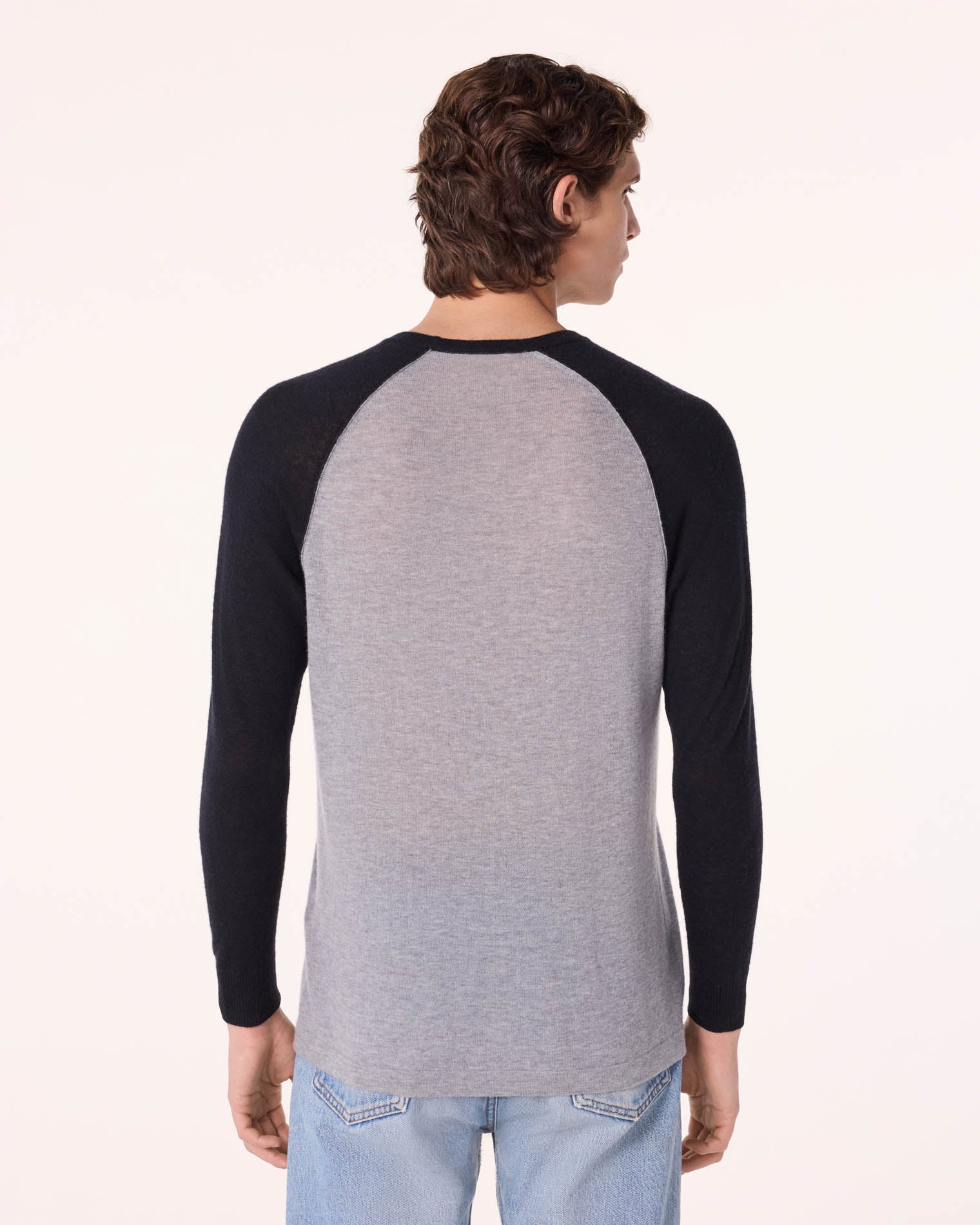 Marl Gray Two-Tone Cashmere Jumper | Kujten Cashmere