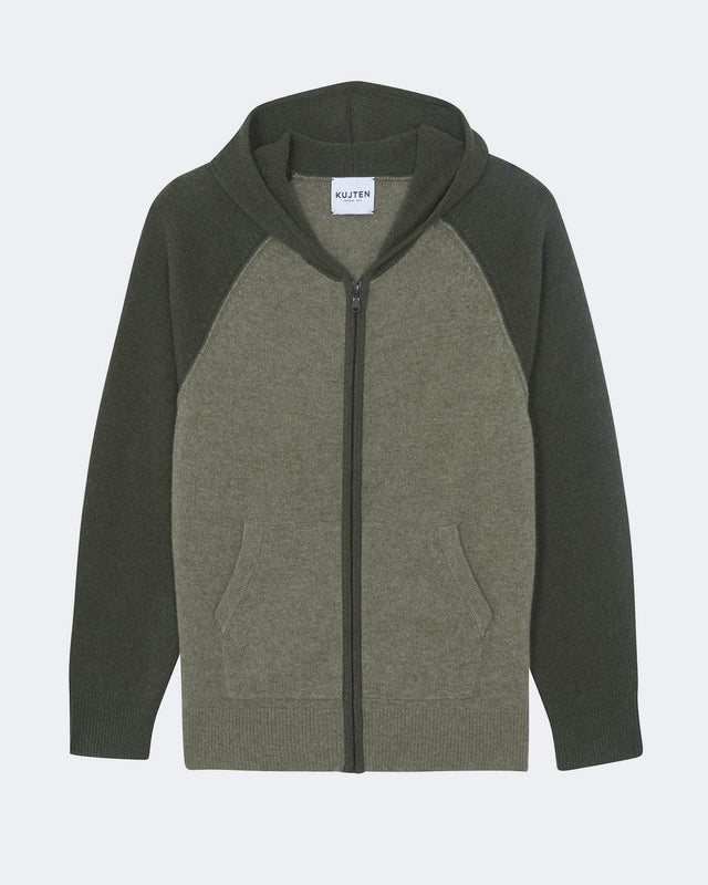 Pull Hoodie Ron kaki chiné - Image principale
