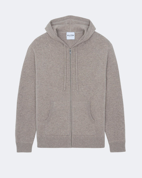 Hoodie Zippé Silvano taupe - Image 4