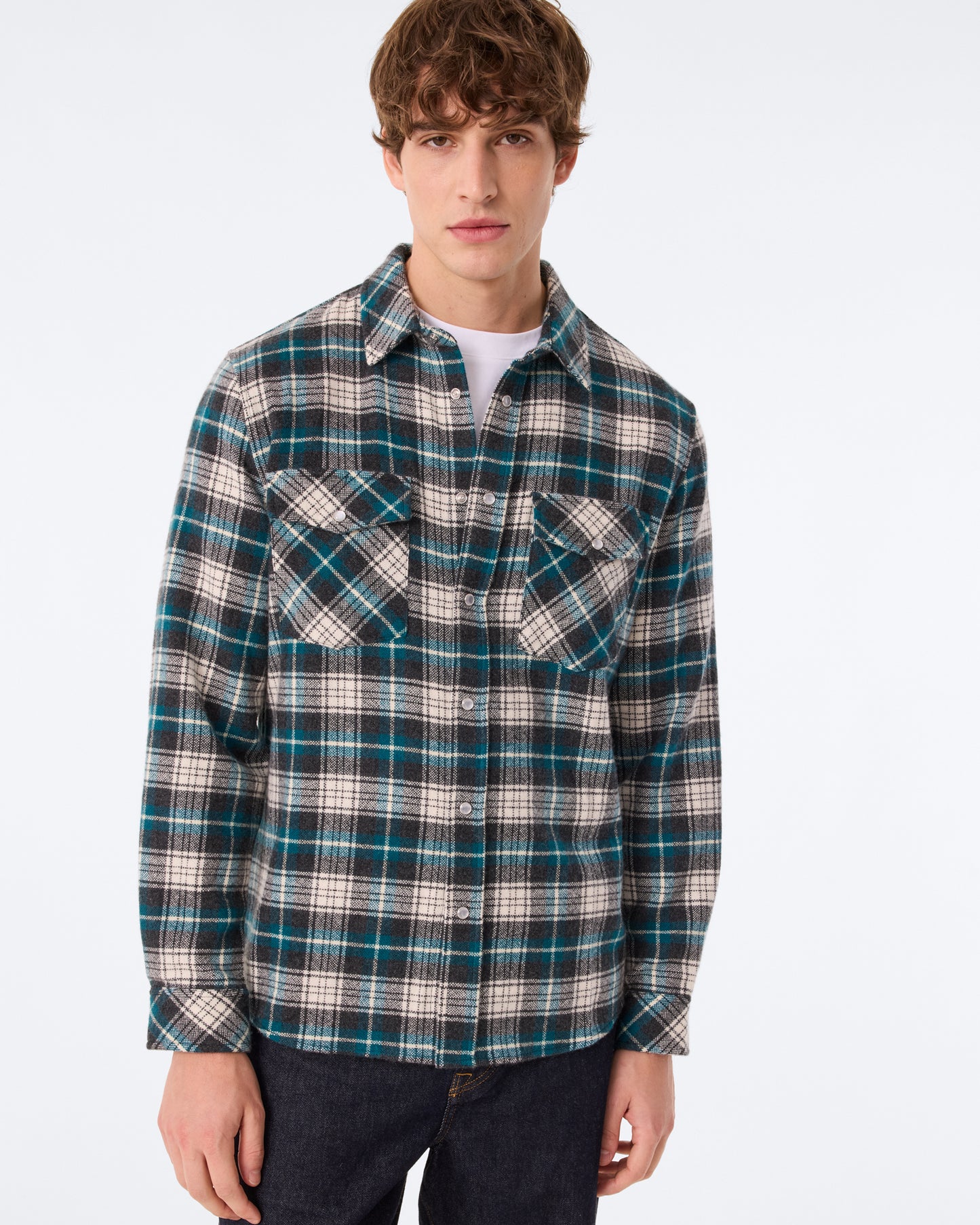 Chemise Timber Quadri gris sarcelle