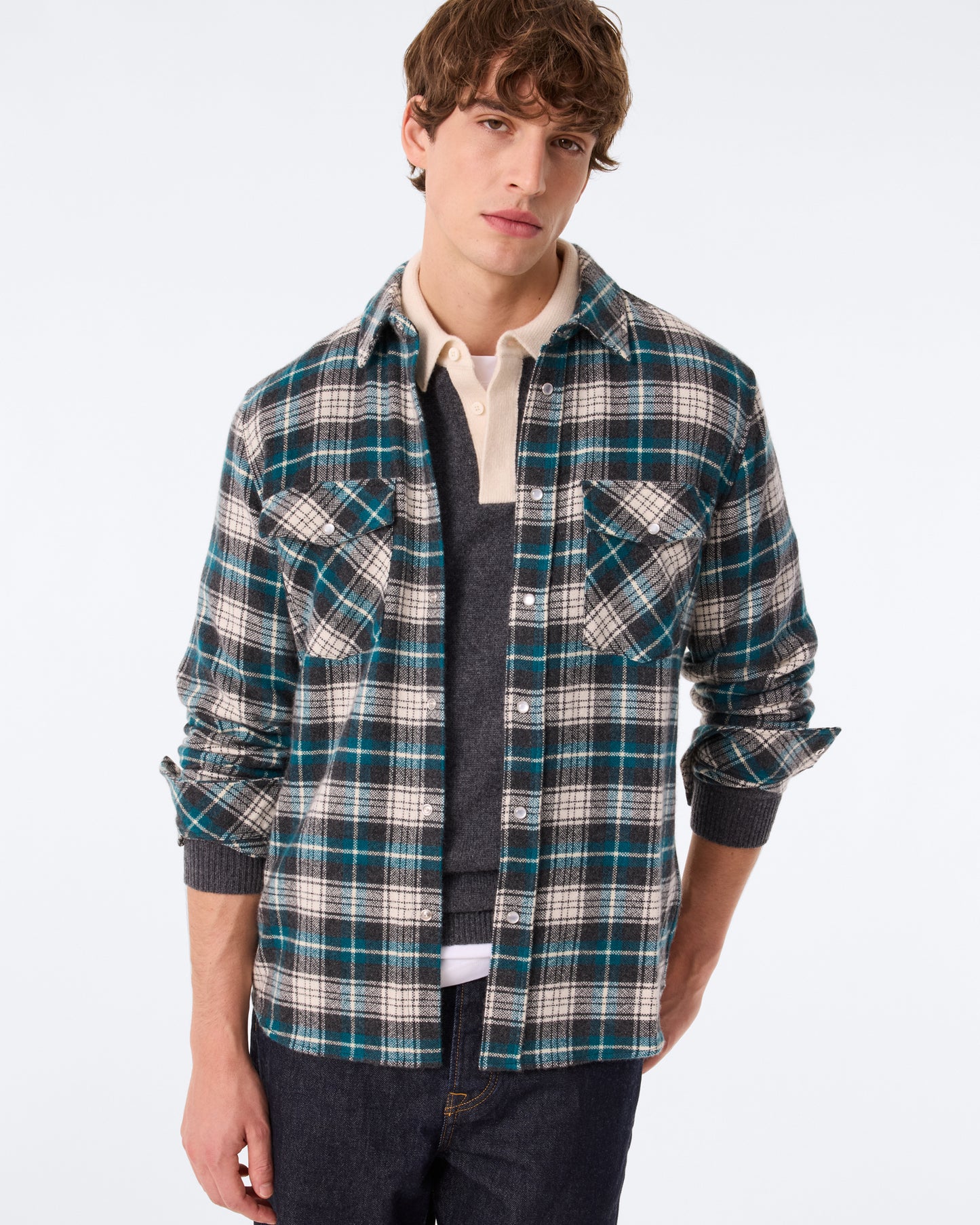 Chemise Timber Quadri gris sarcelle