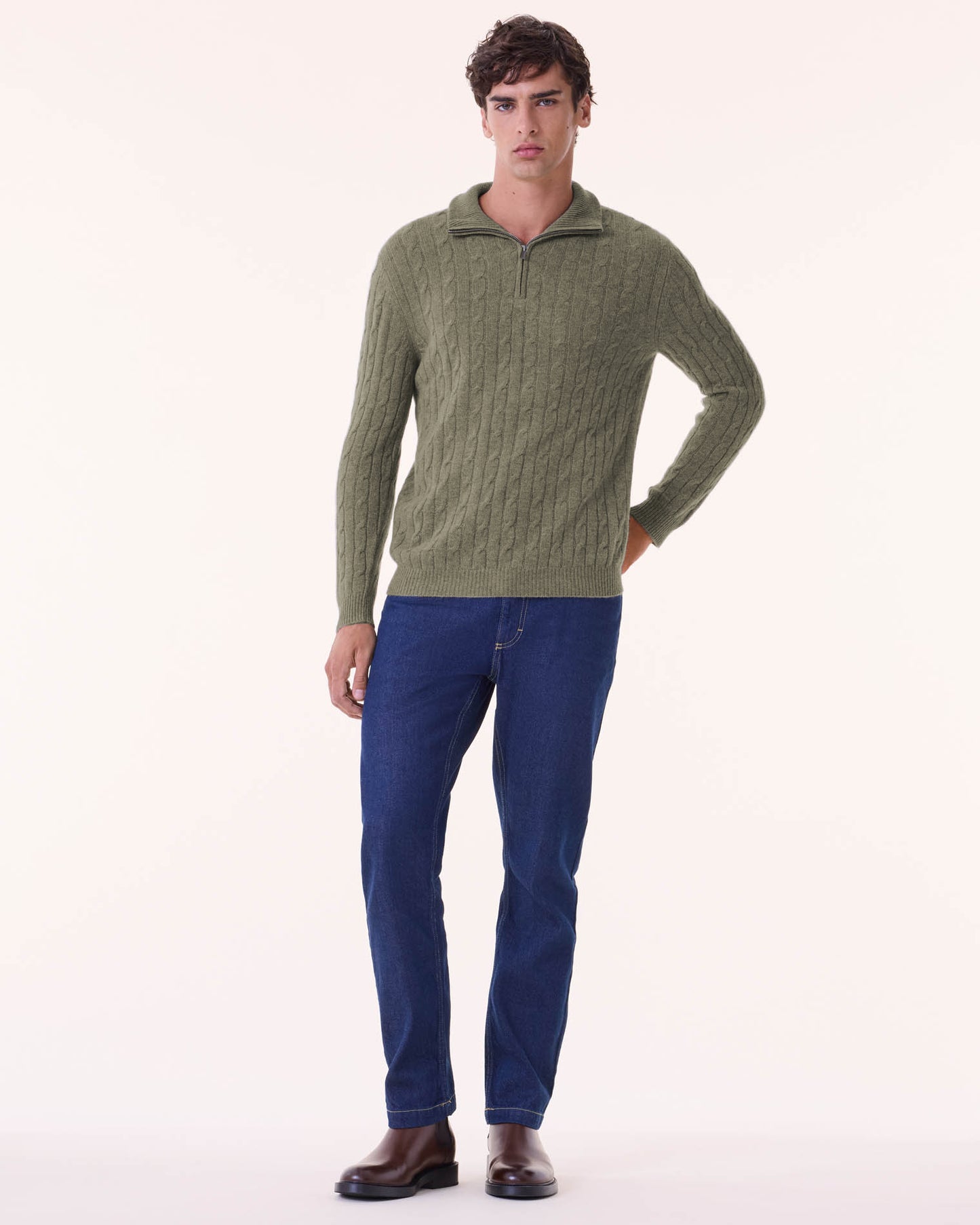 Pull Hector kaki chiné