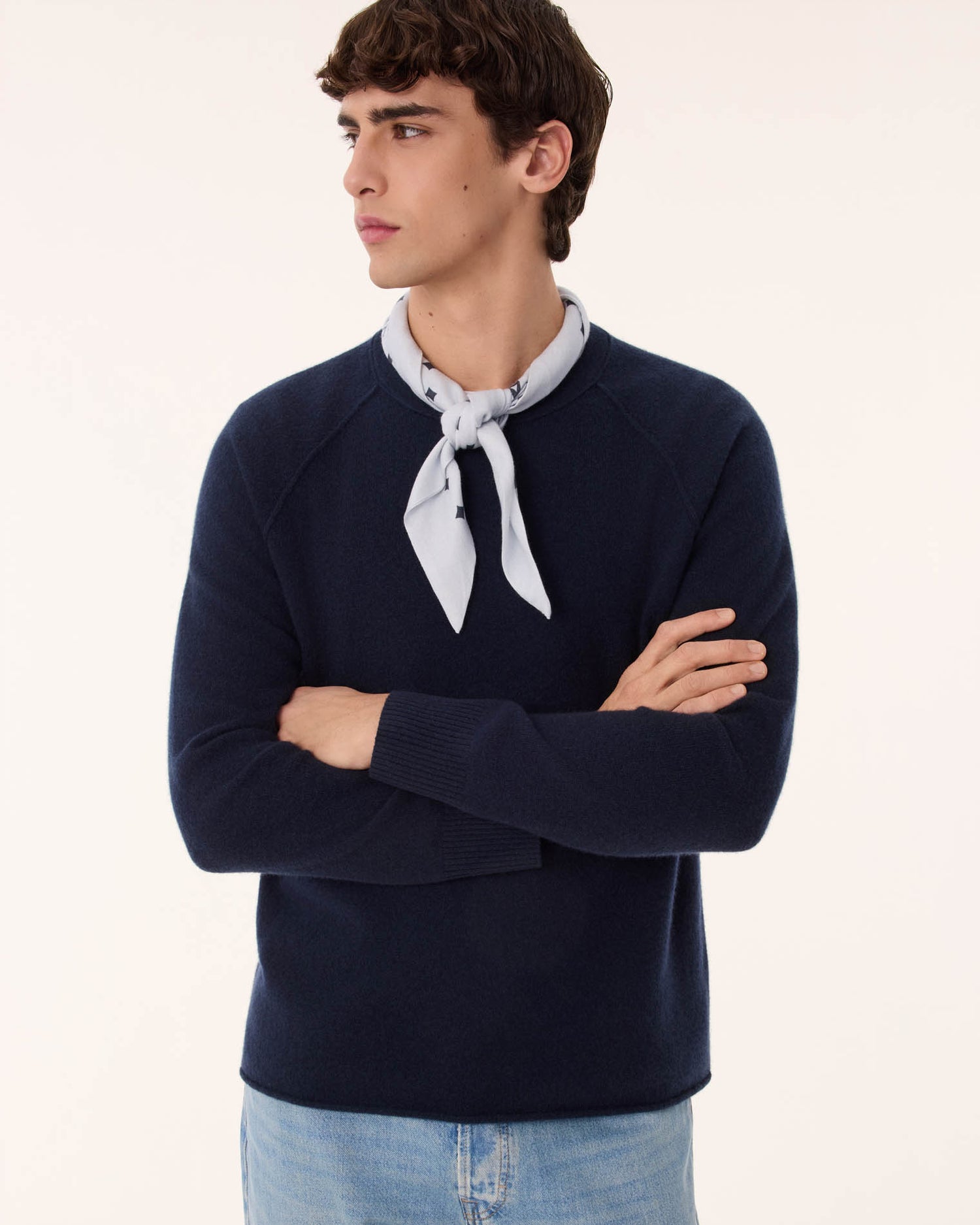 Pull en cachemire bleu pour homme - Kujten