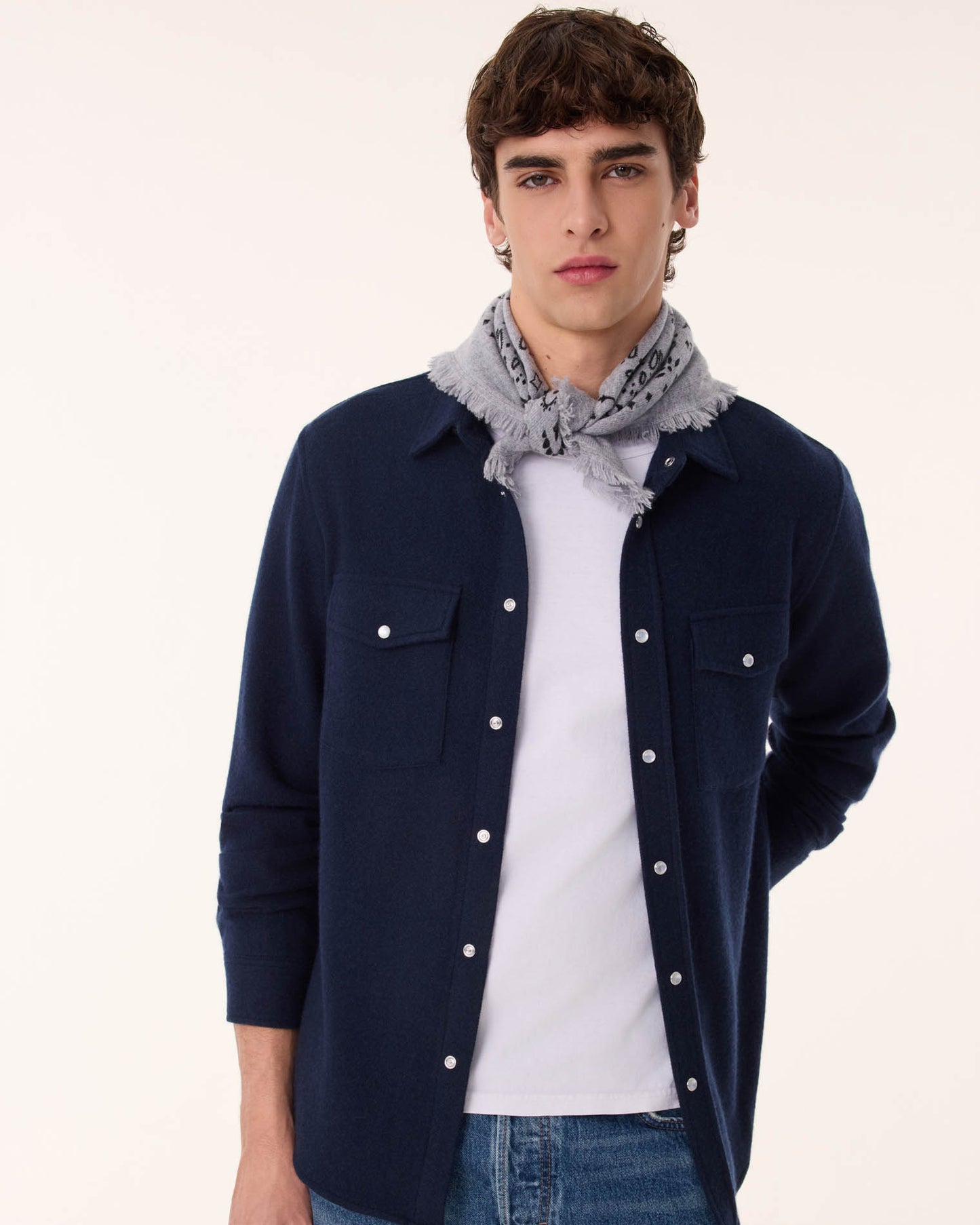 Chemise en cachemire bleu pour homme - Kujten