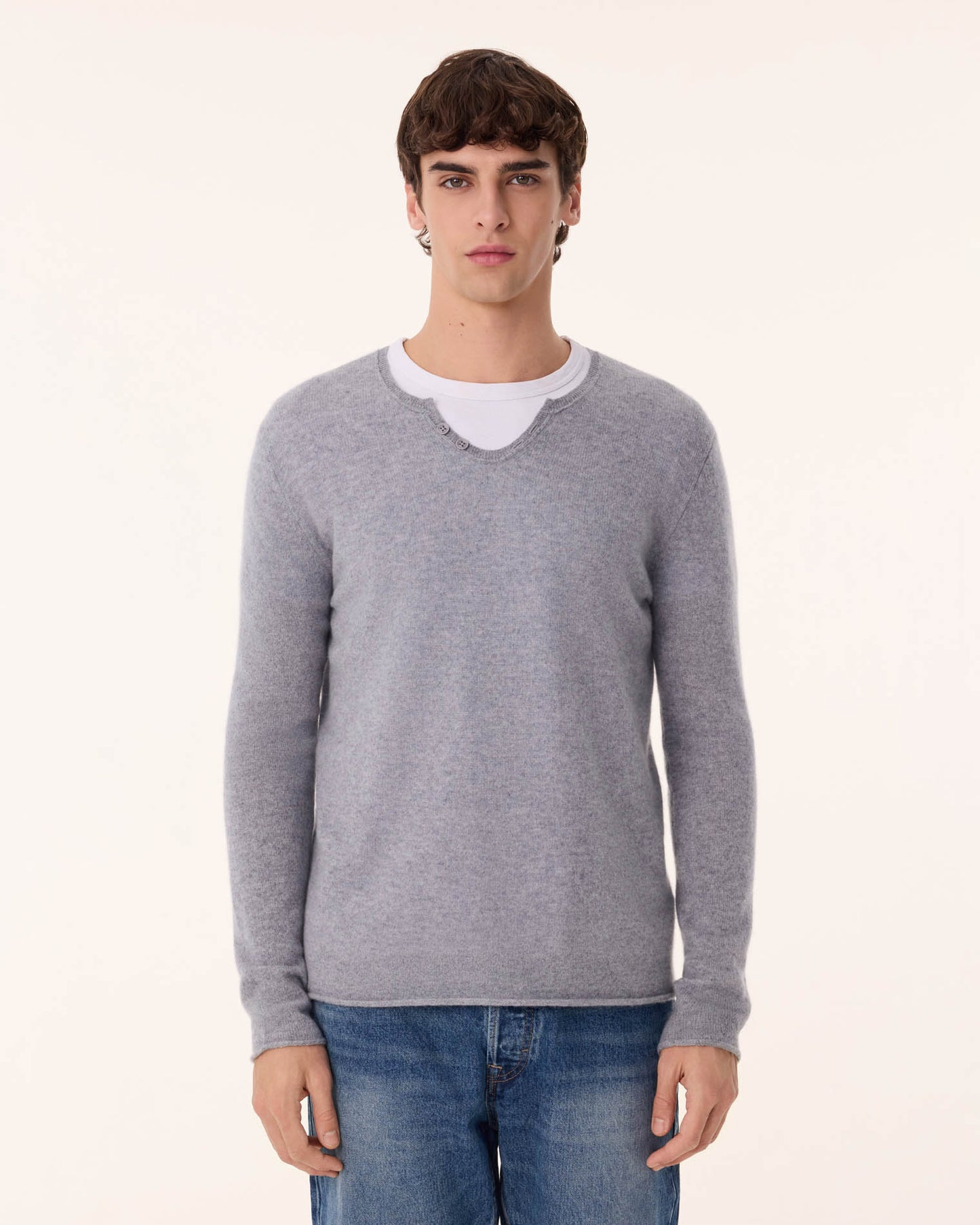 Pull anton cachemire gris - Kujten