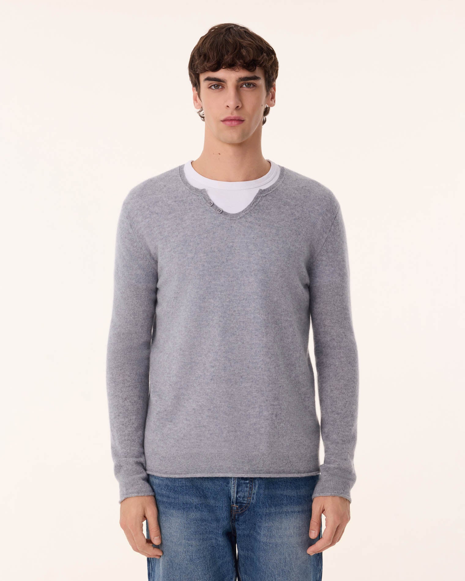Pull anton cachemire gris - Kujten