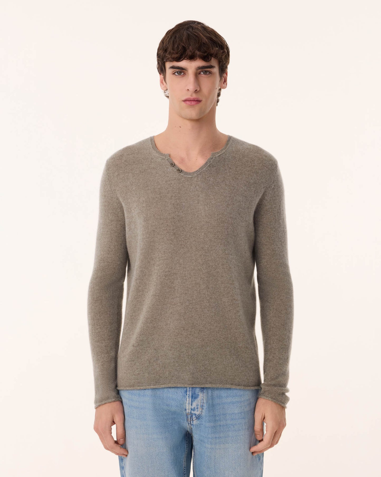 Pull anton tricotage jersey kaki - Kujten