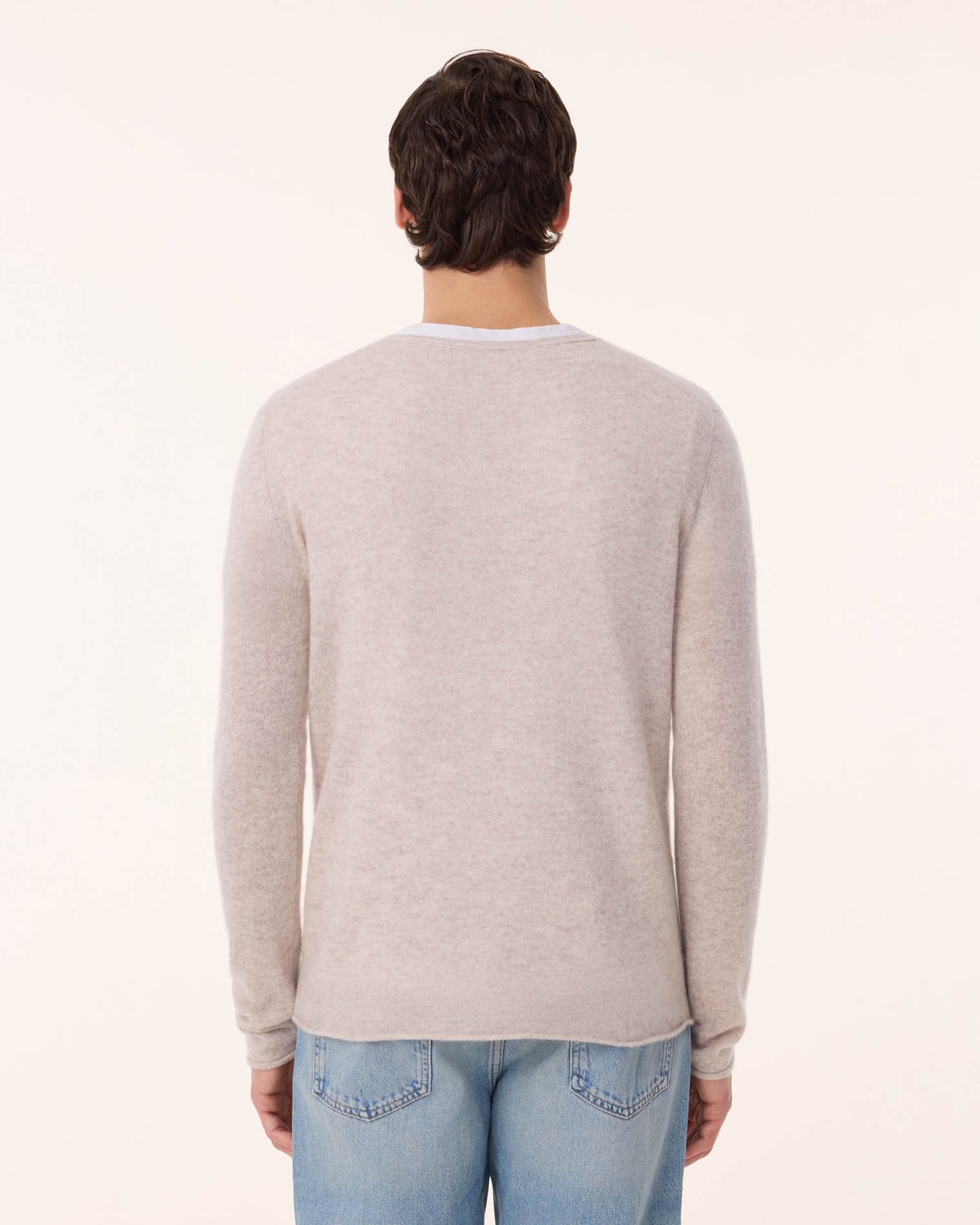 Pull anton tricotage jersey blanc beige - Kujten
