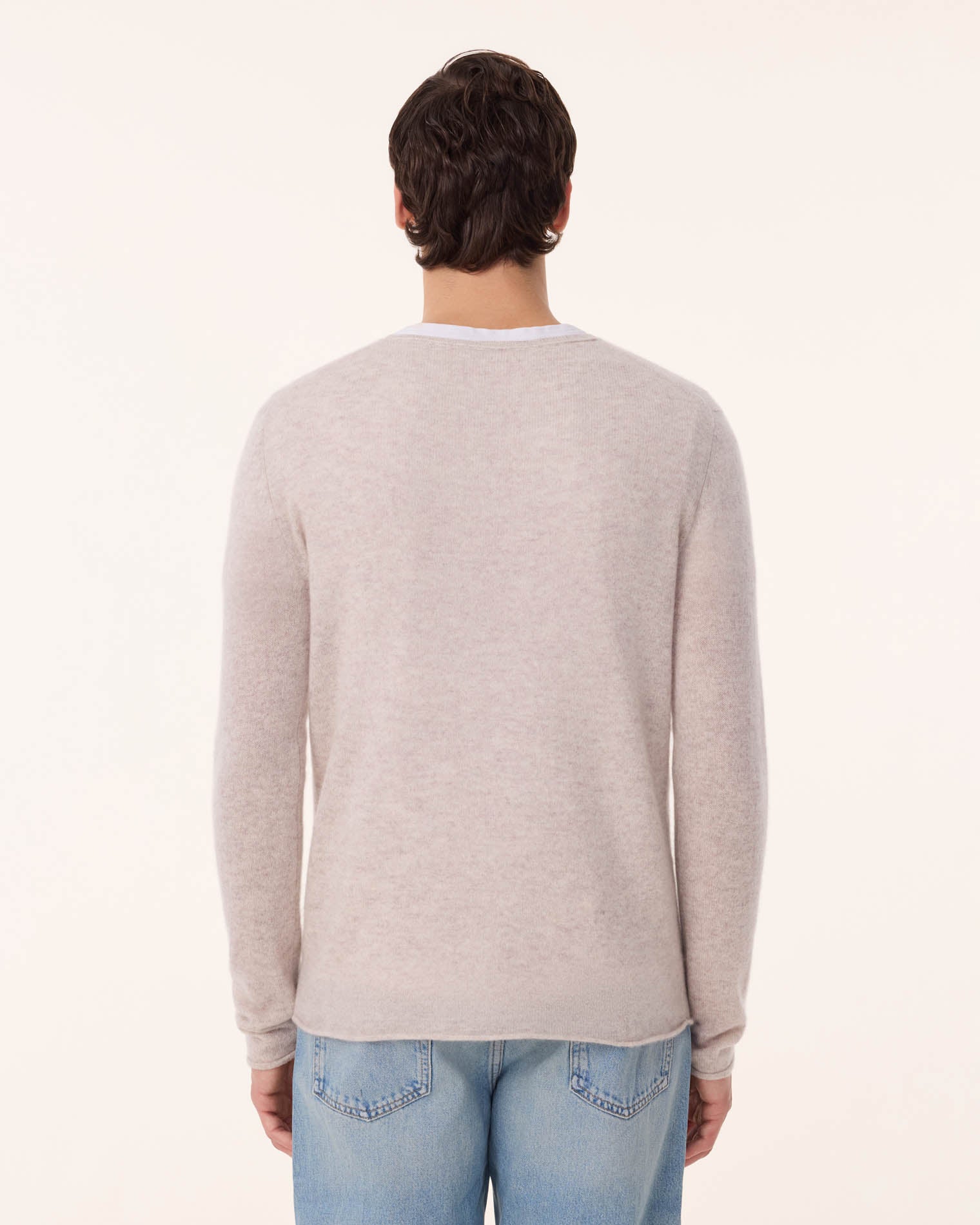 Pull anton tricotage jersey blanc beige - Kujten
