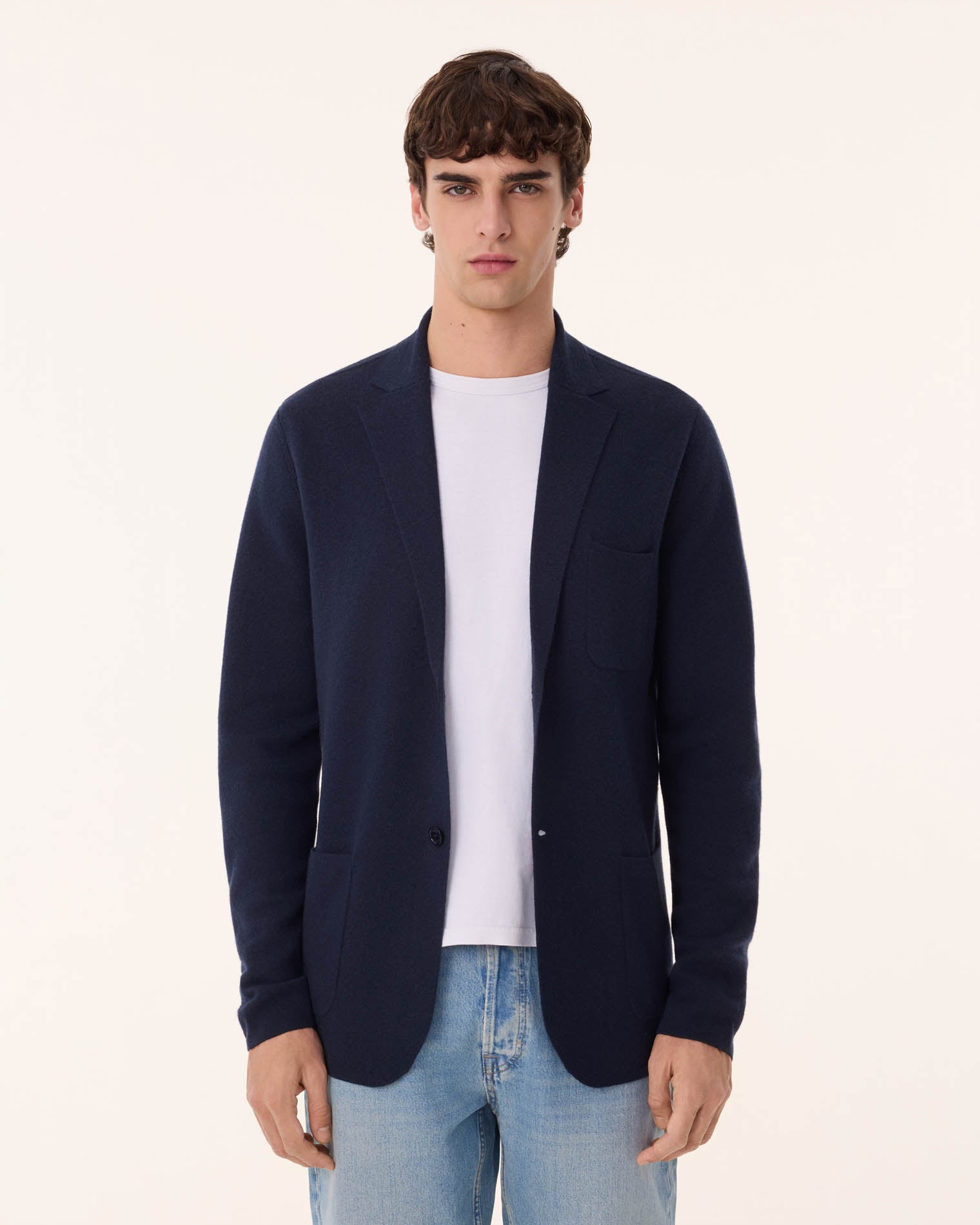 Veste en cachemire bleu pour homme - Kujten