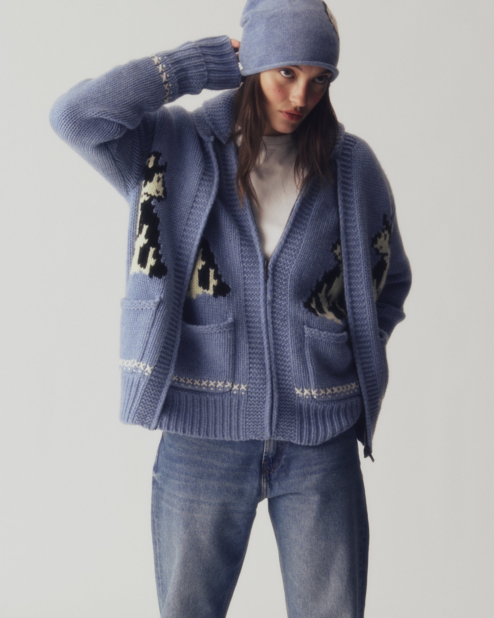 Bonnet bleu cachemire kujten
