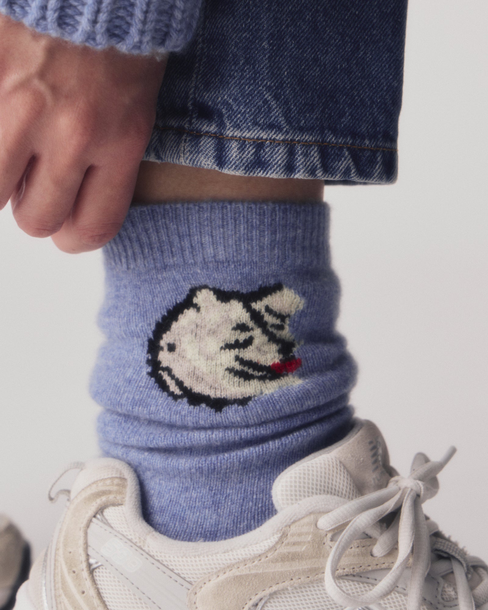 Chaussettes blues cachemire kujten